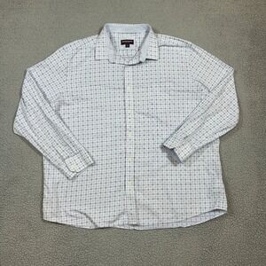 Johnston & Murphy Casual Button-Down Shirt Men's XXXL Blue Plaid 100%‎ Cotton